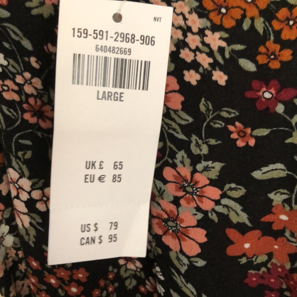 Abercrombie & Fitch Black Floral Asymmetrical Slip Dress - Picture 5 of 7